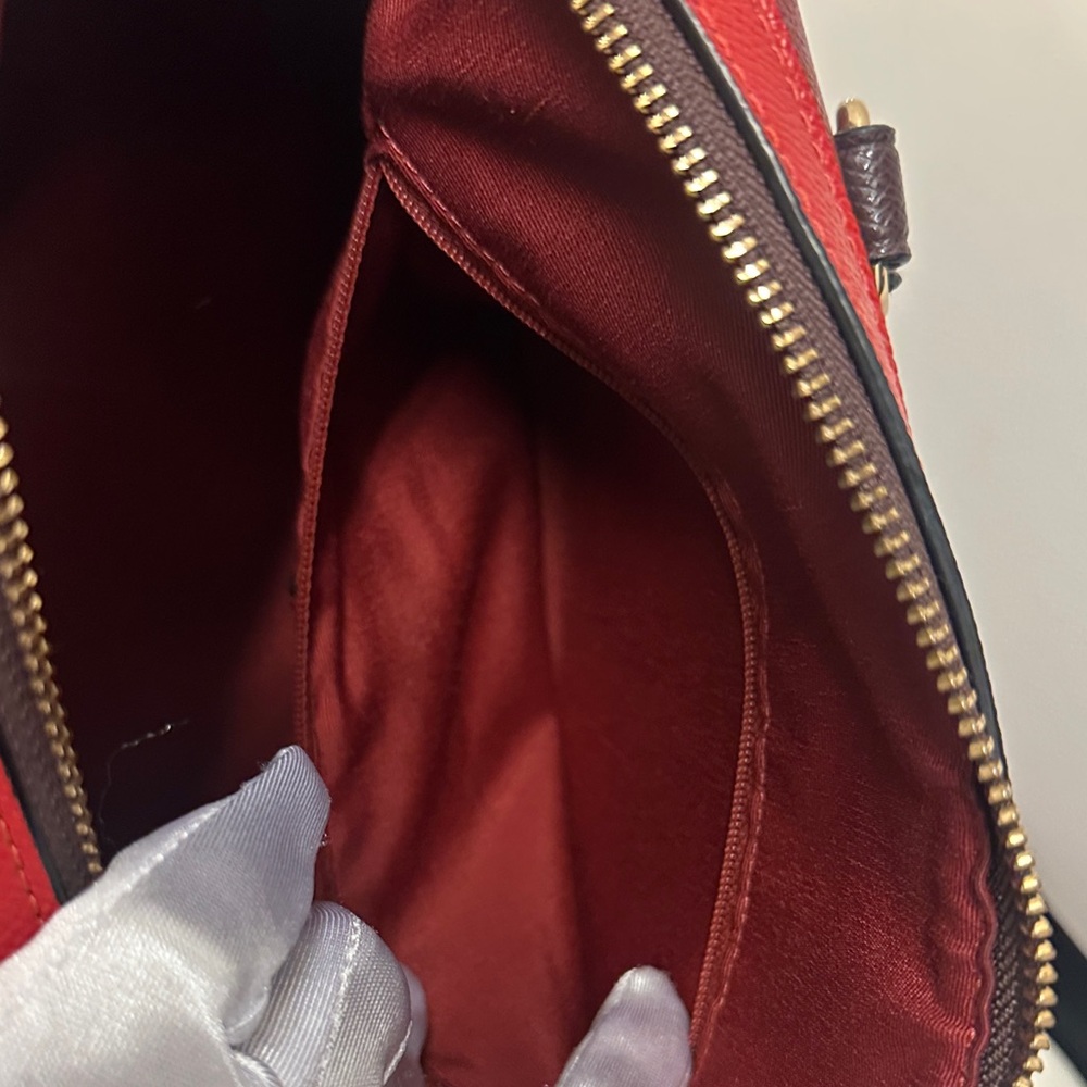 Coach Rowan Satchel Colorblock Deep Scarlet Multi, 2 in 1 Coach Boston style Bag - Picture 11 of 17